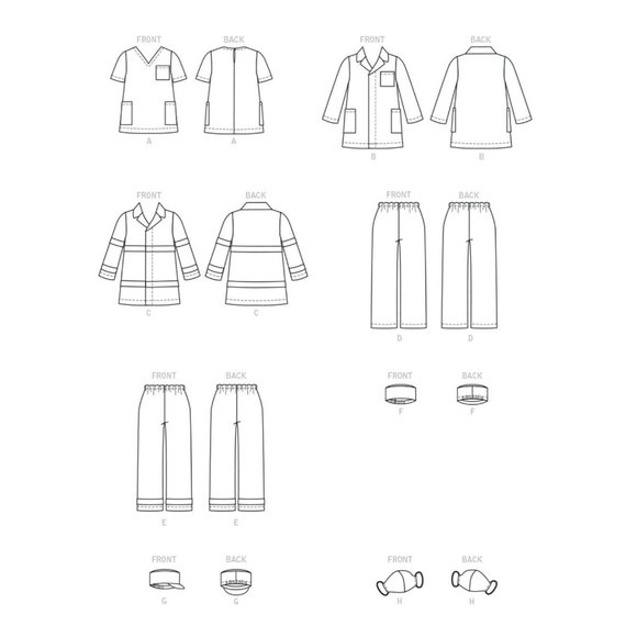 McCalls Costumes M8226 Child Fire Fighter Doctor Scrubs Sewing Pattern New - Picture 3 of 3